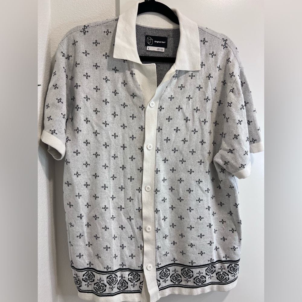 Men knitted stylish button up vacation shirt